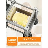FOHRER Frietsnijder, roestvrij staal, professionele handmatige aardappelsnijder met 13, 9, 6 mm messen van roestvrij staal, frietsnijder voor hele aardappelen, wortelen, komkommers, uien, zilver
