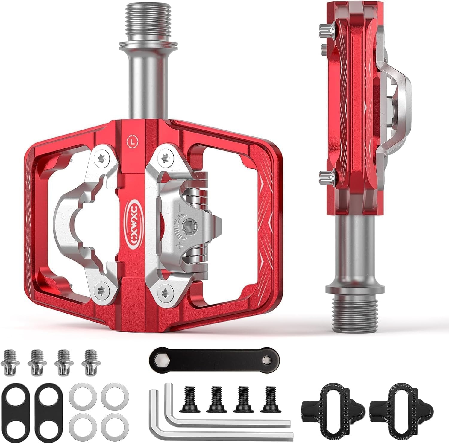 CXWXC Mountainbike pedalen compatibel met Shimano SPD cleats - Dubbelzijdige platform- en klikpedalen, 9/16” fiets platform- en klikpedalen voor race-, MTB- en hybridefietsen