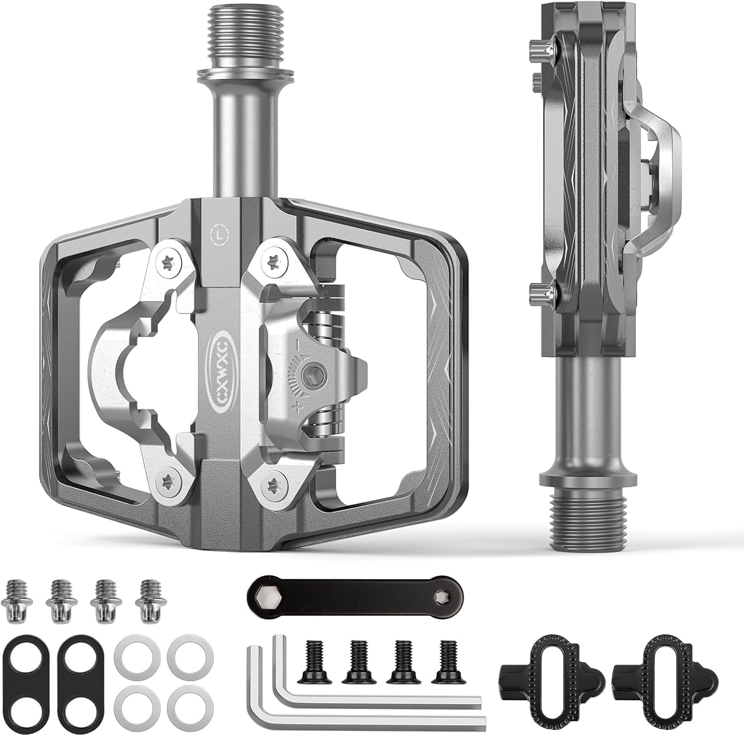 CXWXC Mountainbike pedalen compatibel met Shimano SPD cleats - Dubbelzijdige platform- en klikpedalen, 9/16” fiets platform- en klikpedalen voor race-, MTB- en hybridefietsen