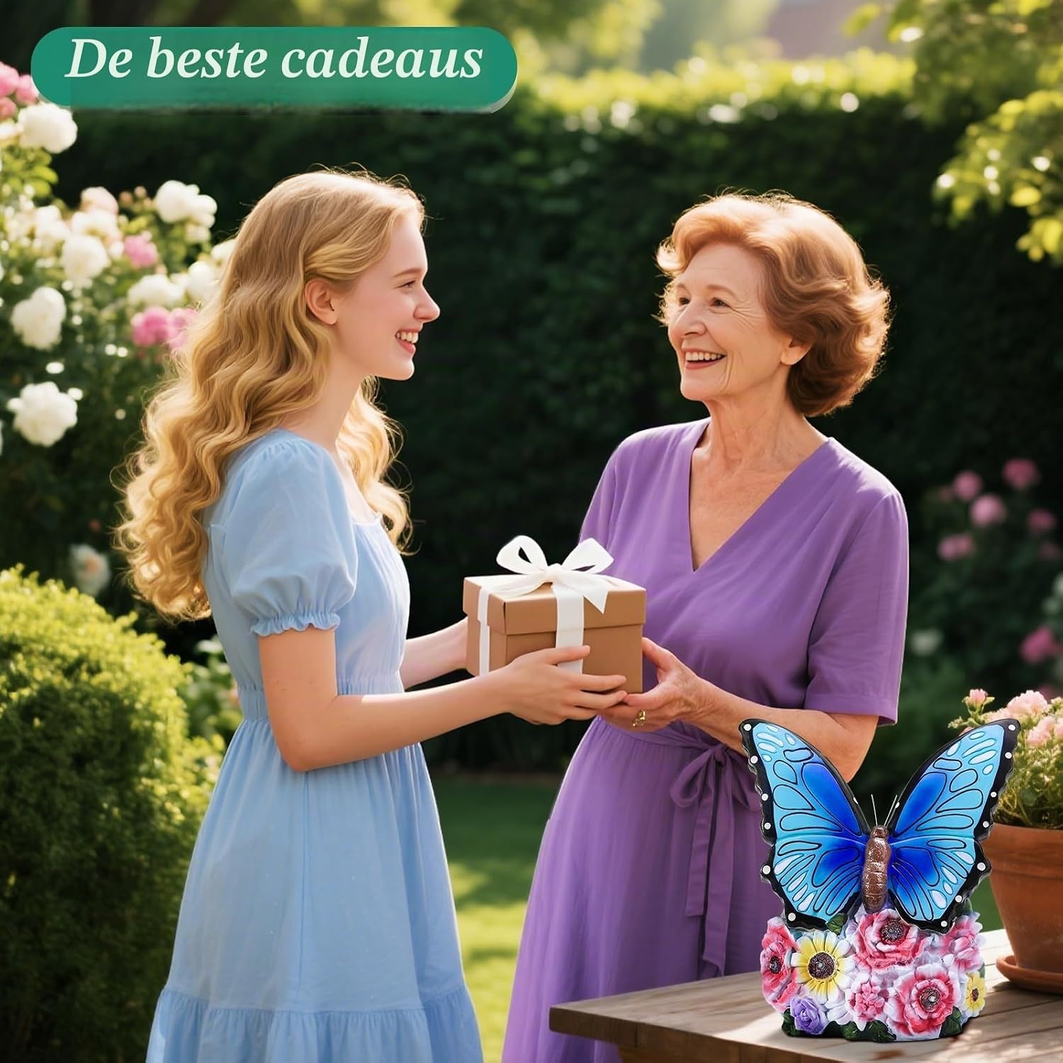 Linkax Tuinfiguren op zonne-energie, vlinder, tuindecoratie voor buiten, met ledlicht, verjaardagscadeau voor vrouwen, vriendin, paasgeschenken, volwassenen, thuis, balkon, decoratie, moederdagcadeau