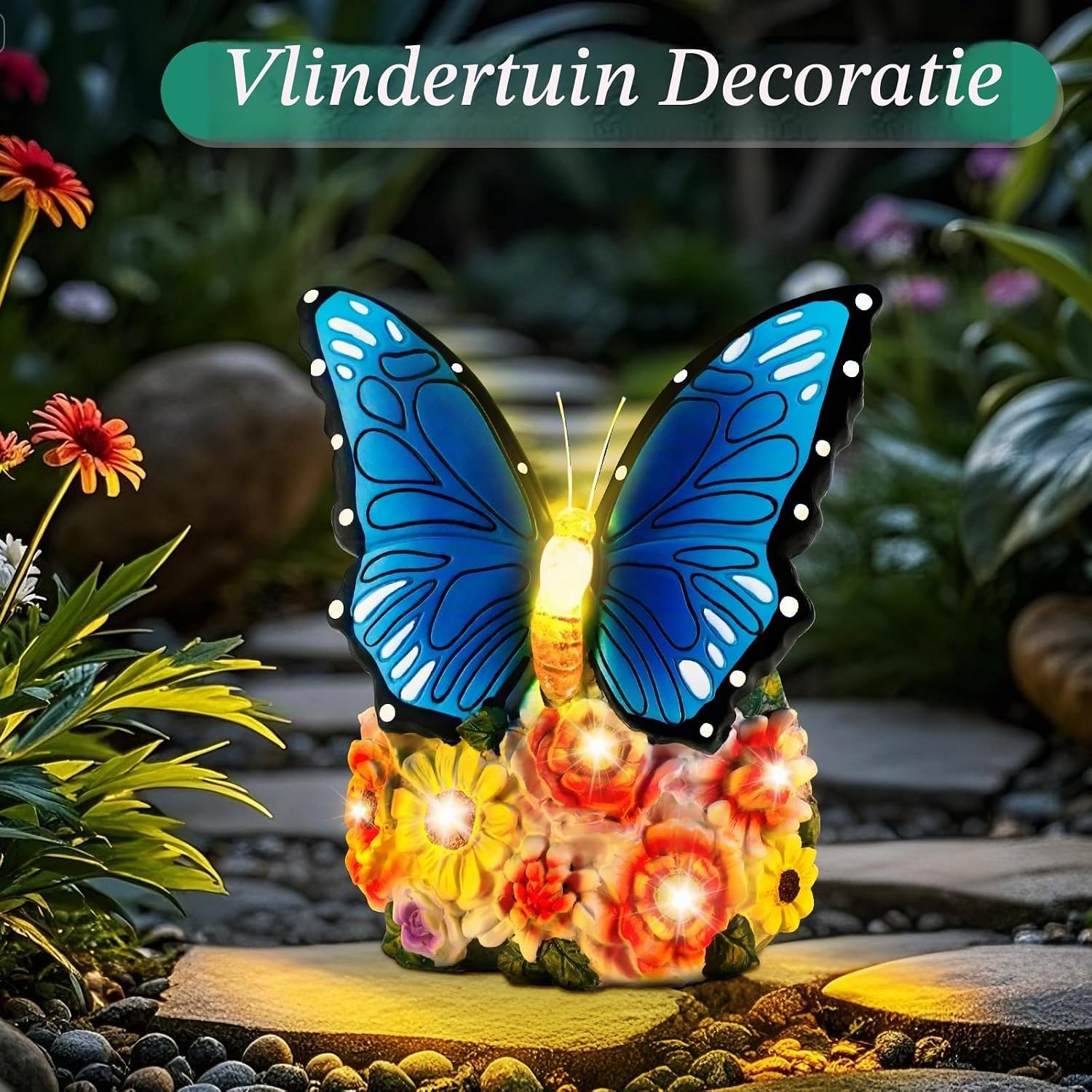 Linkax Tuinfiguren op zonne-energie, vlinder, tuindecoratie voor buiten, met ledlicht, verjaardagscadeau voor vrouwen, vriendin, paasgeschenken, volwassenen, thuis, balkon, decoratie, moederdagcadeau