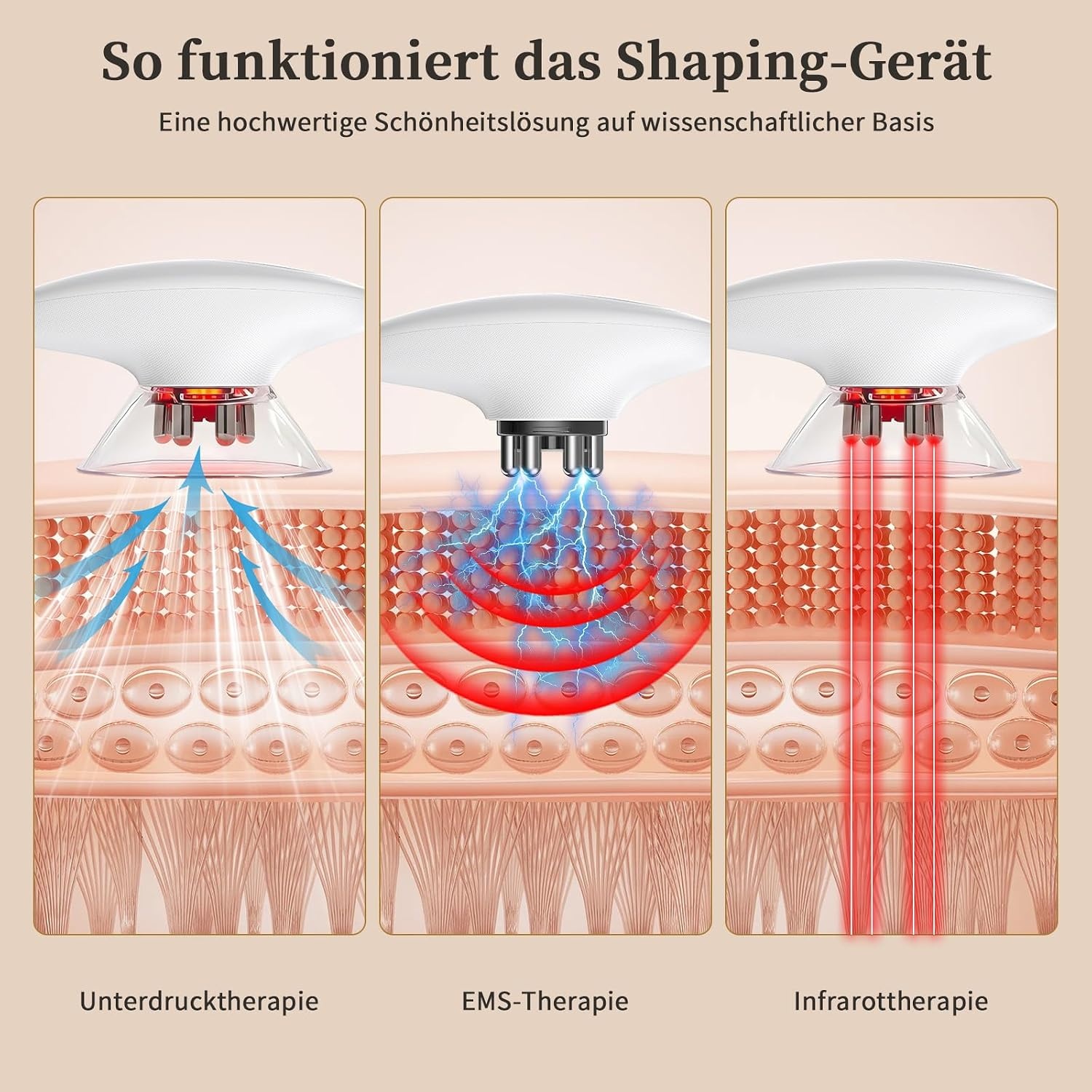 3-in-1 cupping massageapparaat massageapparaat met lymfedrainage apparaat cellulitis massageapparaat massage pistool en EMS buikspiertrainer voor lichaamsversteviging en modellering draagbaar