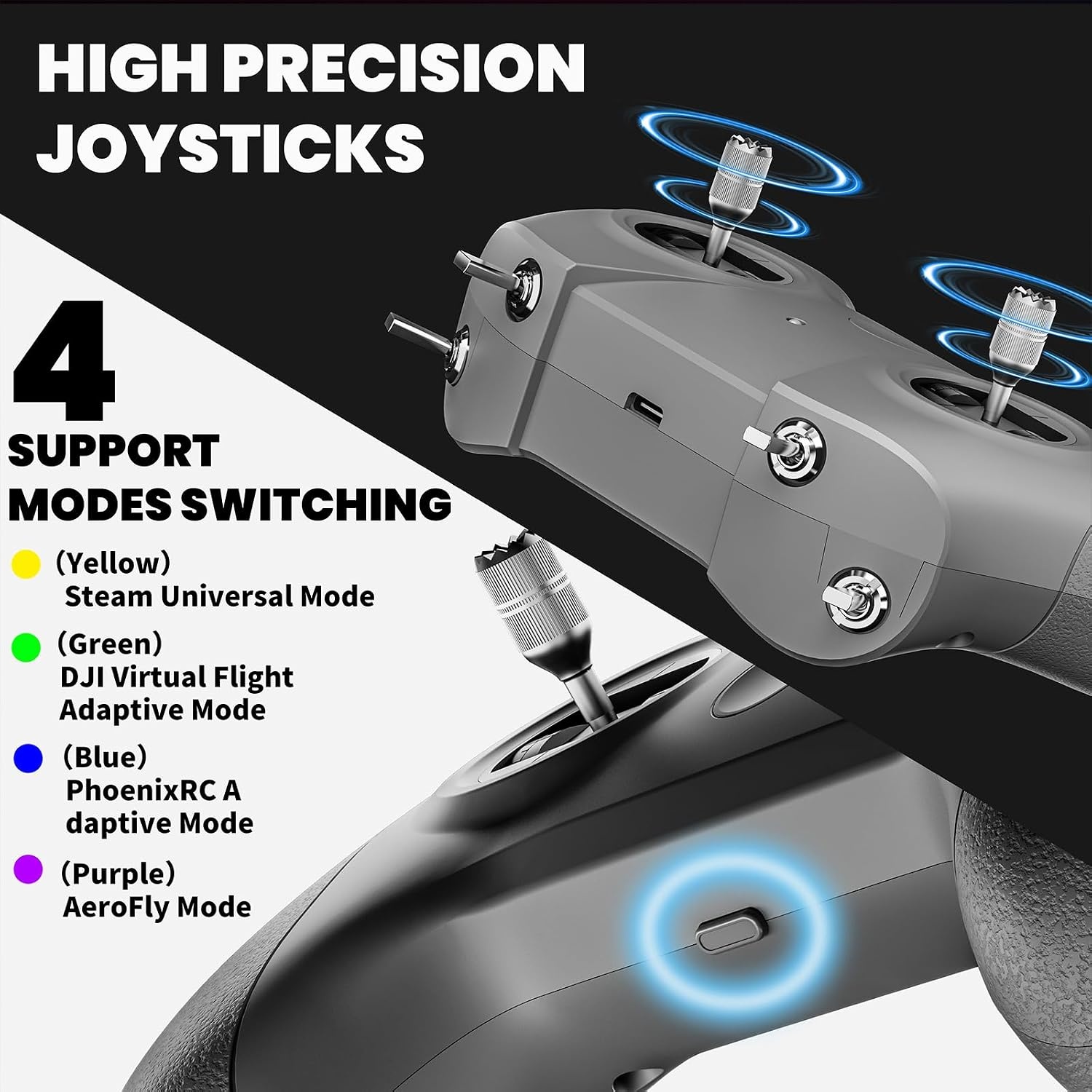 S8 Pro RC vlucht simulator afstandsbediening, 8 kanalen FPV drone game-controller voor PhoenixRC/Realflight/FreeRider/DJI Virtual Flight, type-C naar Type-C/OTG, beginners pilotentrainingen ervaring