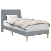 vidaXL Bedframe Effen met hoofdeinde Lichtgrijs 90 x 200 cm Stof