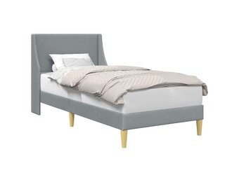 vidaXL Bedframe Effen met hoofdeinde Lichtgrijs 90 x 200 cm Stof