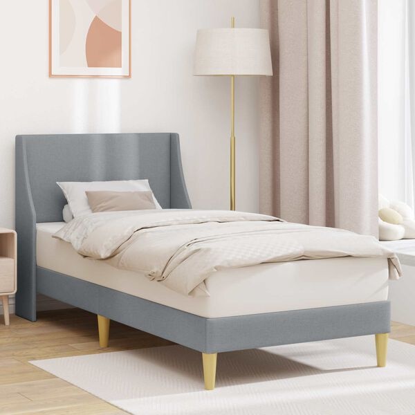 vidaXL Bedframe Effen met hoofdeinde Lichtgrijs 90 x 200 cm Stof