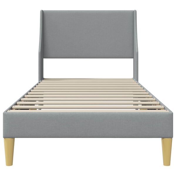 vidaXL Bedframe Effen met hoofdeinde Lichtgrijs 90 x 200 cm Stof