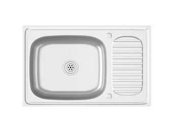 vidaXL Gootsteen met afvoerset 800x500x155 mm roestvrij staal zilver