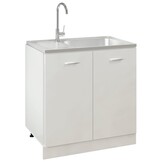 vidaXL Gootsteen met afvoerset 800x500x155 mm roestvrij staal zilver
