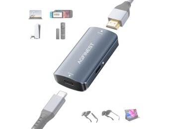 HDMI naar USB C-adapter voor AR-bril - 4K @60Hz HDMI-bron naar USB-C Display Converter, aluminium behuizing, voor PS5/4, Xbox, Switch, laptop, Fire TV Cube naar XREAL, Rokid, RayNeo, Viture, draagbare