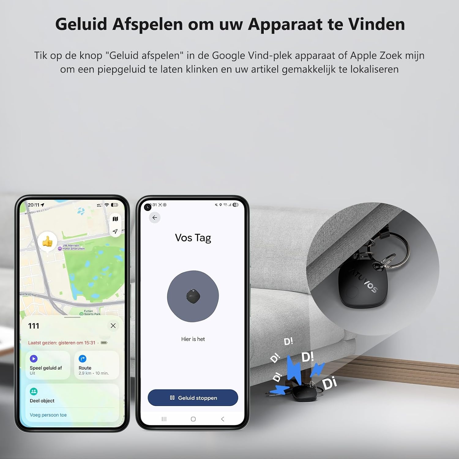 ATUVOS Smart Tag Pro - Bluetooth Tracker voor Apple Zoek mijn & Google Zoek mijn apparaat - 2 Pack