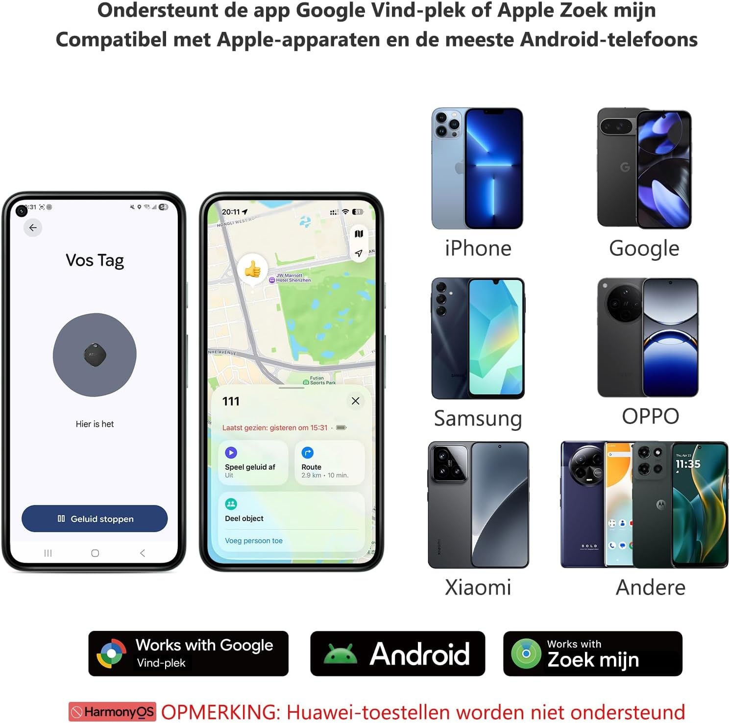 ATUVOS Smart Tag Pro - Bluetooth Tracker voor Apple Zoek mijn & Google Zoek mijn apparaat - 2 Pack
