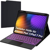 ROOFEI For Xiaomi Pad 7/Pad 7 Pro 11.2 Inch Case with Keyboard: 7-Colour Lighting, Smart Touchpad, Removable QWERTZ Layout Keyboard Case with Pen Holder for Xiaomi Pad 7/Pad 7 Pro 11.2 Inch 2024