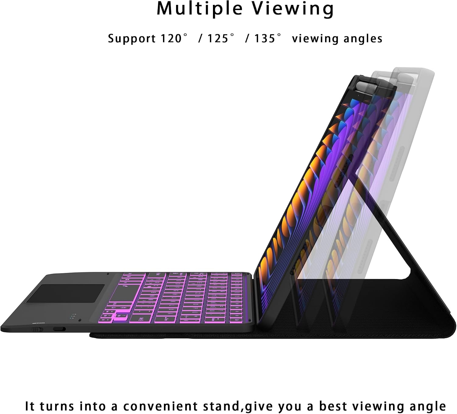 ROOFEI For Xiaomi Pad 7/Pad 7 Pro 11.2 Inch Case with Keyboard: 7-Colour Lighting, Smart Touchpad, Removable QWERTZ Layout Keyboard Case with Pen Holder for Xiaomi Pad 7/Pad 7 Pro 11.2 Inch 2024