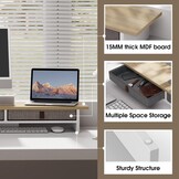 Monitorstandaard 2 Niveaus voor 1-2 Monitoren PC Laptop Printer TV | 90x23.5x14.2 cm | Met 2 Lades | Eiken | Max. 25 kg