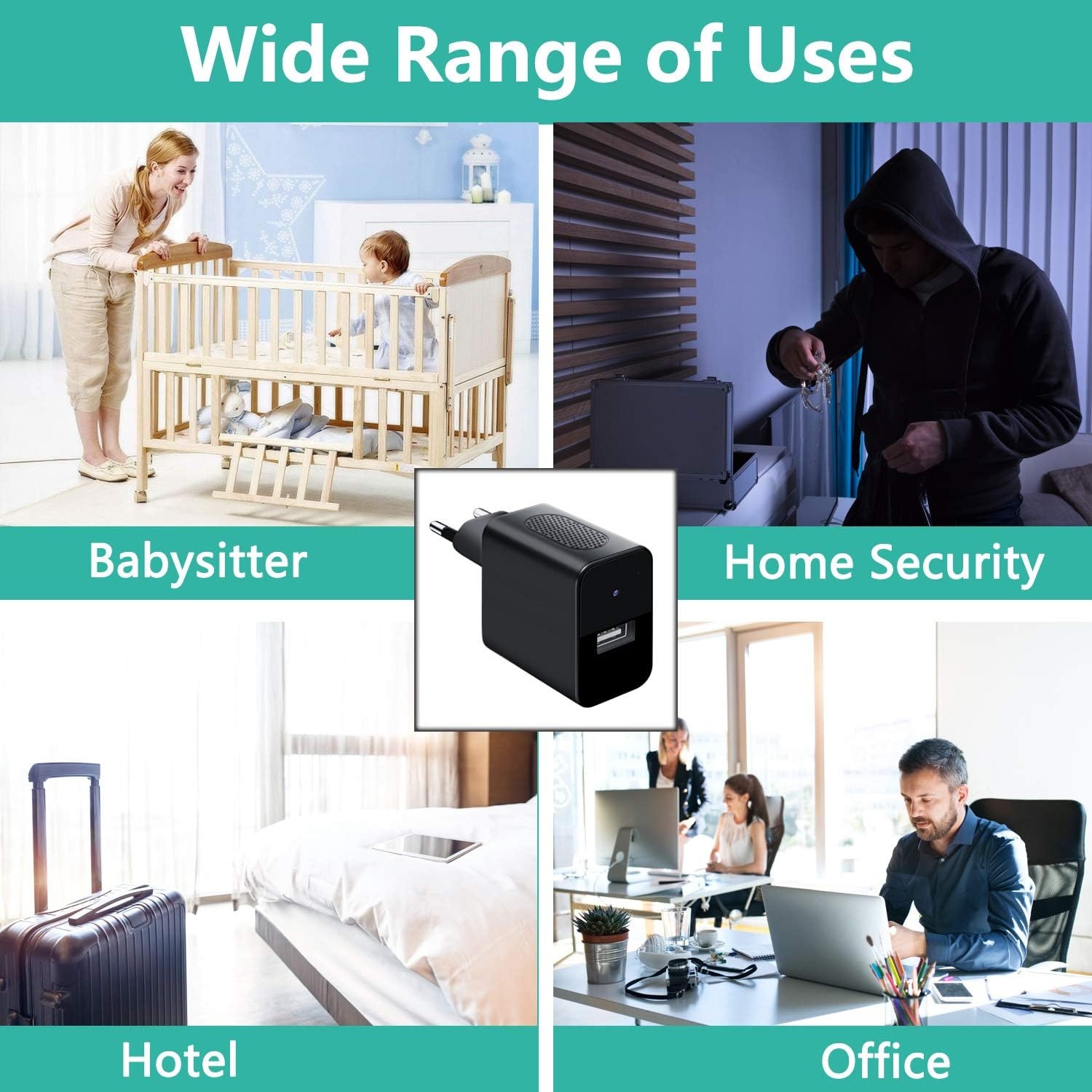 Amyway Mini-bewakingscamera, 32GB 1080P, draagbaar, bewegingssensor, nachtzicht, USB, herbruikbaar