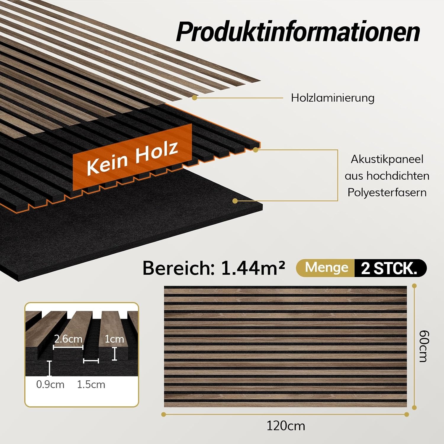 TONOR Zelfklevende Akoestische Wandpanelen 120x60x1,9 cm Walnoot - 2 stuks