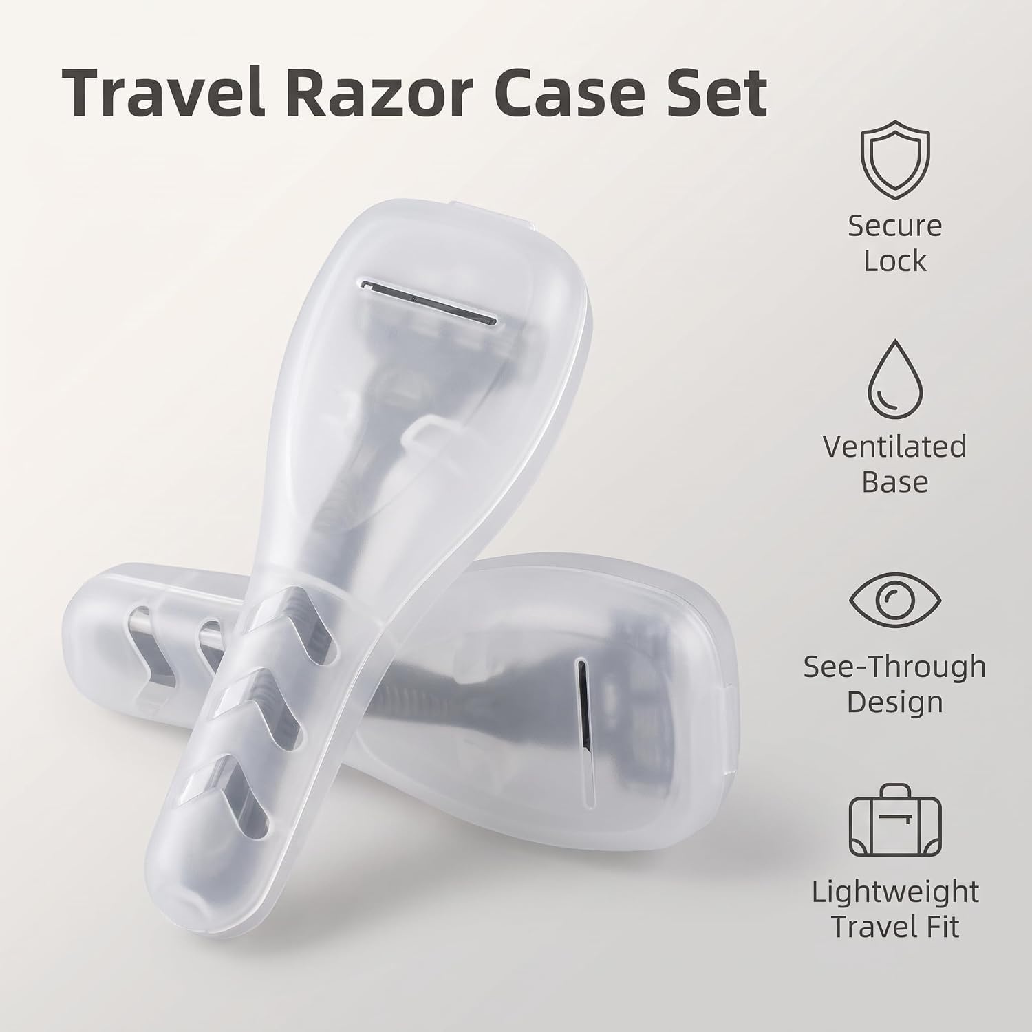 2Pcs Clear Draagbare Reizen Mannen Handleiding Scheermes Protector Plastic Doos Cover Container Opslag Scheerapparaat Houder Protector Case Organizer, Compact Ttravel Scheermes Protector Mannen