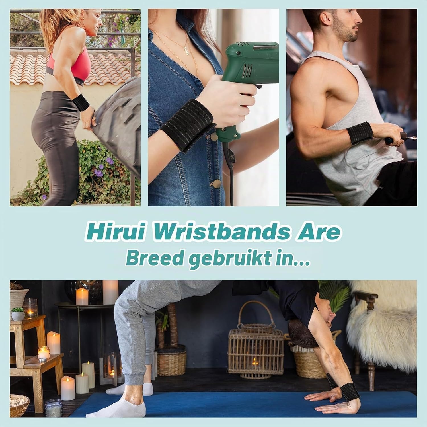 Ouligay 2 stuks elastische polsbandages sport handbandage pols polsbandage ademende klittenbandsluiting polssteun voor fitnessstudio tennis krachttraining mannen vrouwen