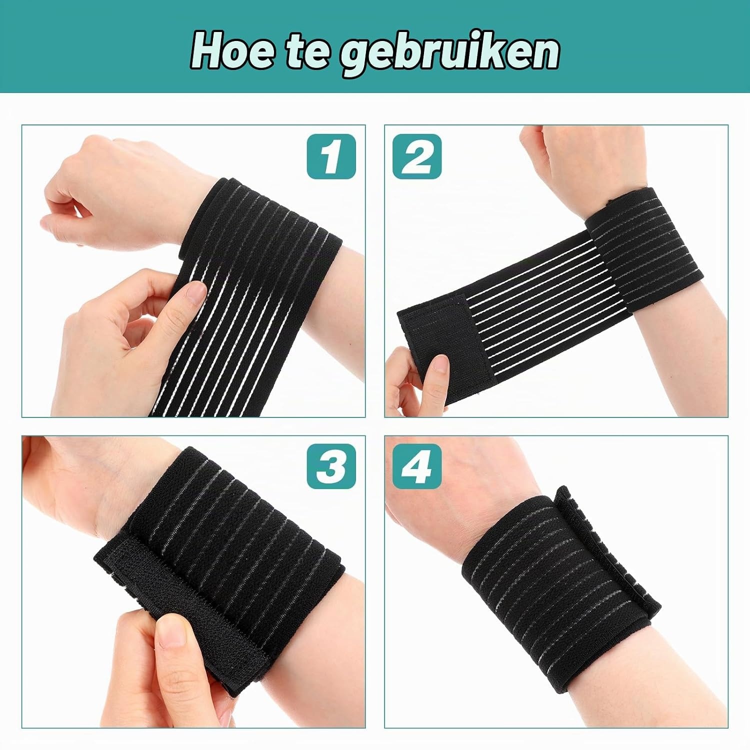 Ouligay 2 stuks elastische polsbandages sport handbandage pols polsbandage ademende klittenbandsluiting polssteun voor fitnessstudio tennis krachttraining mannen vrouwen