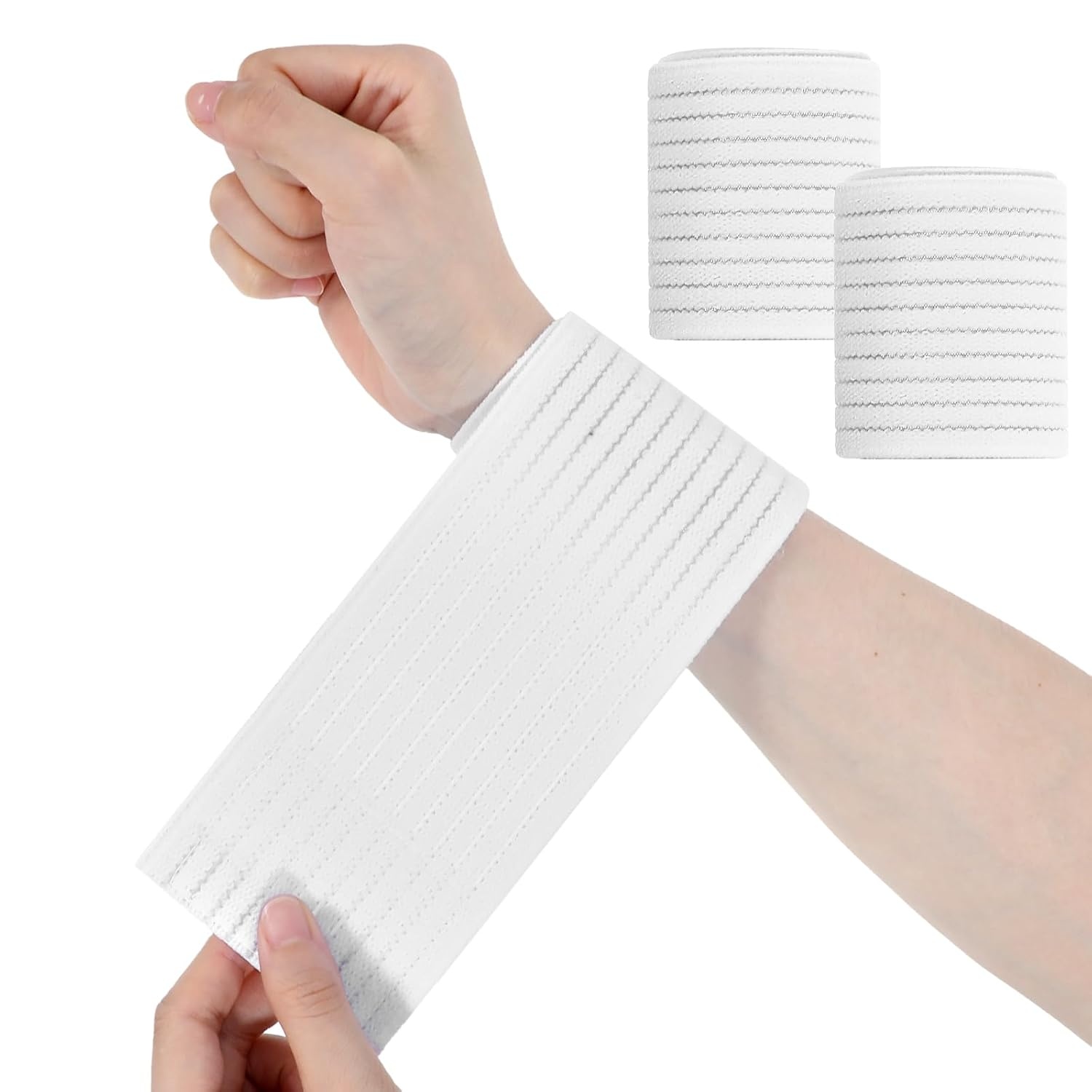 Ouligay 2 stuks elastische polsbandages sport handbandage pols polsbandage ademende klittenbandsluiting polssteun voor fitnessstudio tennis krachttraining mannen vrouwen
