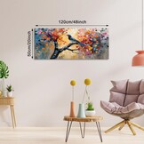 Kleurrijk Levensboom Muurkunst voor Woonkamer, Groot Abstract Bloesem Bomen Vogel Muurschildering Natuur Bloemenboom Canvas Afdrukken Modern Kunstwerk voorSlaapkamer Kantoor Home Decor 120x50cm