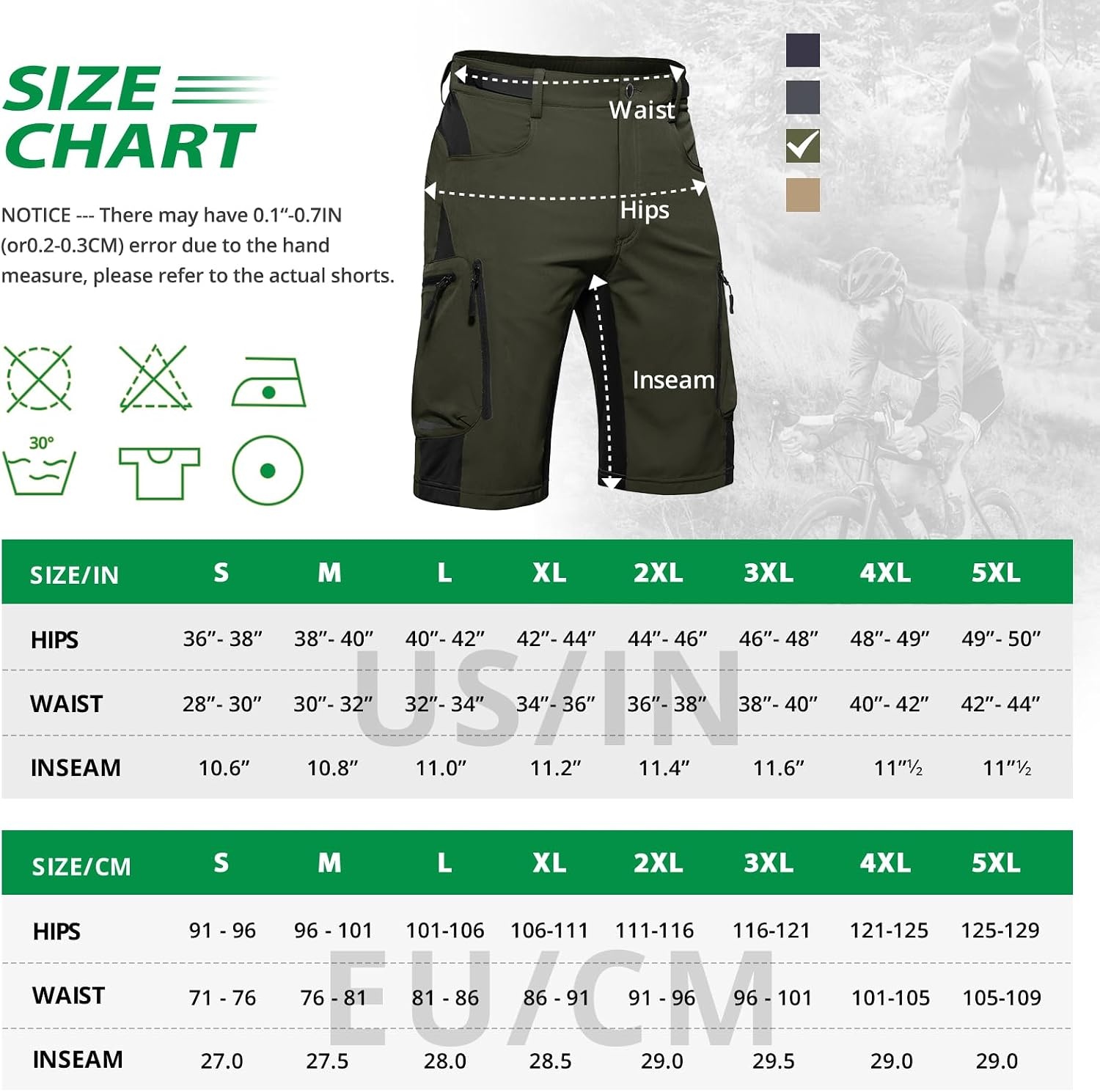 Hiauspor Heren Mountainbike Broek - MTB Fietsbroek - Sneldrogend - Groen - Maat S