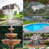 Zonnepomp voor vijver en fontein, 15 W, debiet 720 l/h, 5 m uittrekbare kabel, 4 sproeimodellen en filterzak, ideaal voor vijvers en waterinstallaties