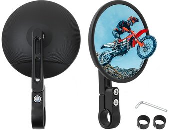 DREAMIZER Motor Stuurspiegels - 360° Draaibaar - E24 Gekeurd - Zwart - 22-25.4 mm