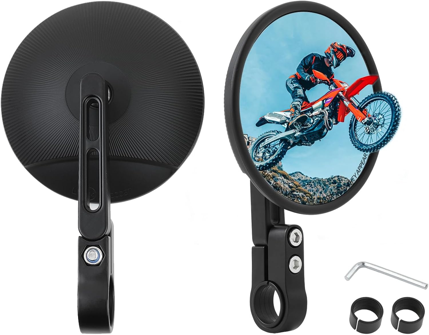 DREAMIZER Motor Stuurspiegels - 360° Draaibaar - E24 Gekeurd - Zwart - 22-25.4 mm