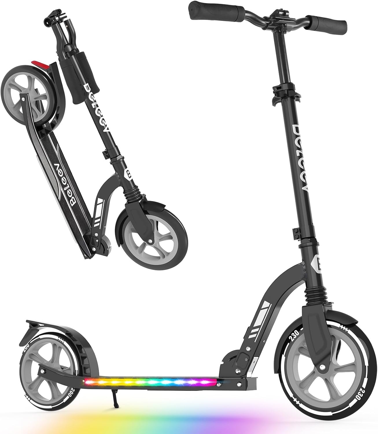 BELEEV V10 Step Zwart - 230 mm wielen - Opvouwbaar - Met LED-verlichting