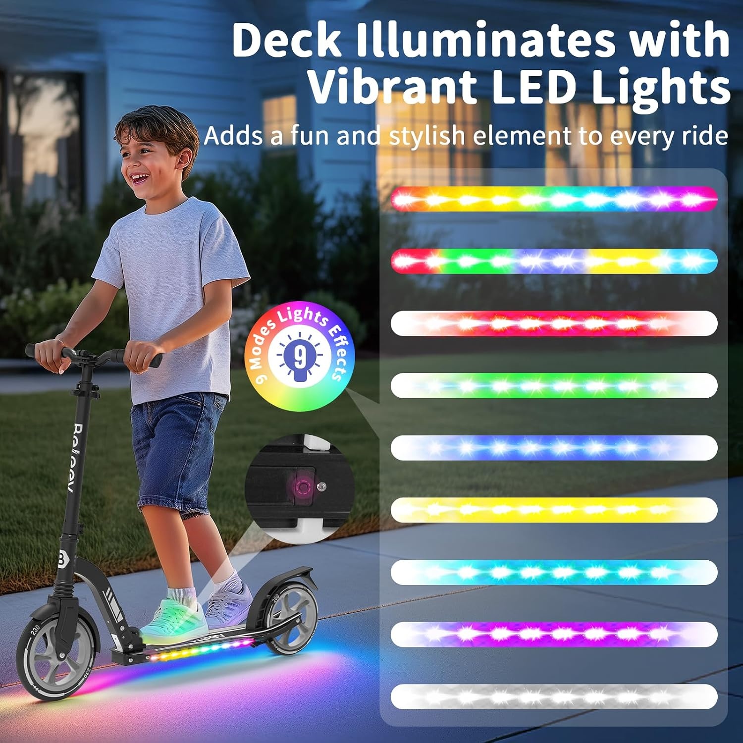 BELEEV V10 Step Zwart - 230 mm wielen - Opvouwbaar - Met LED-verlichting