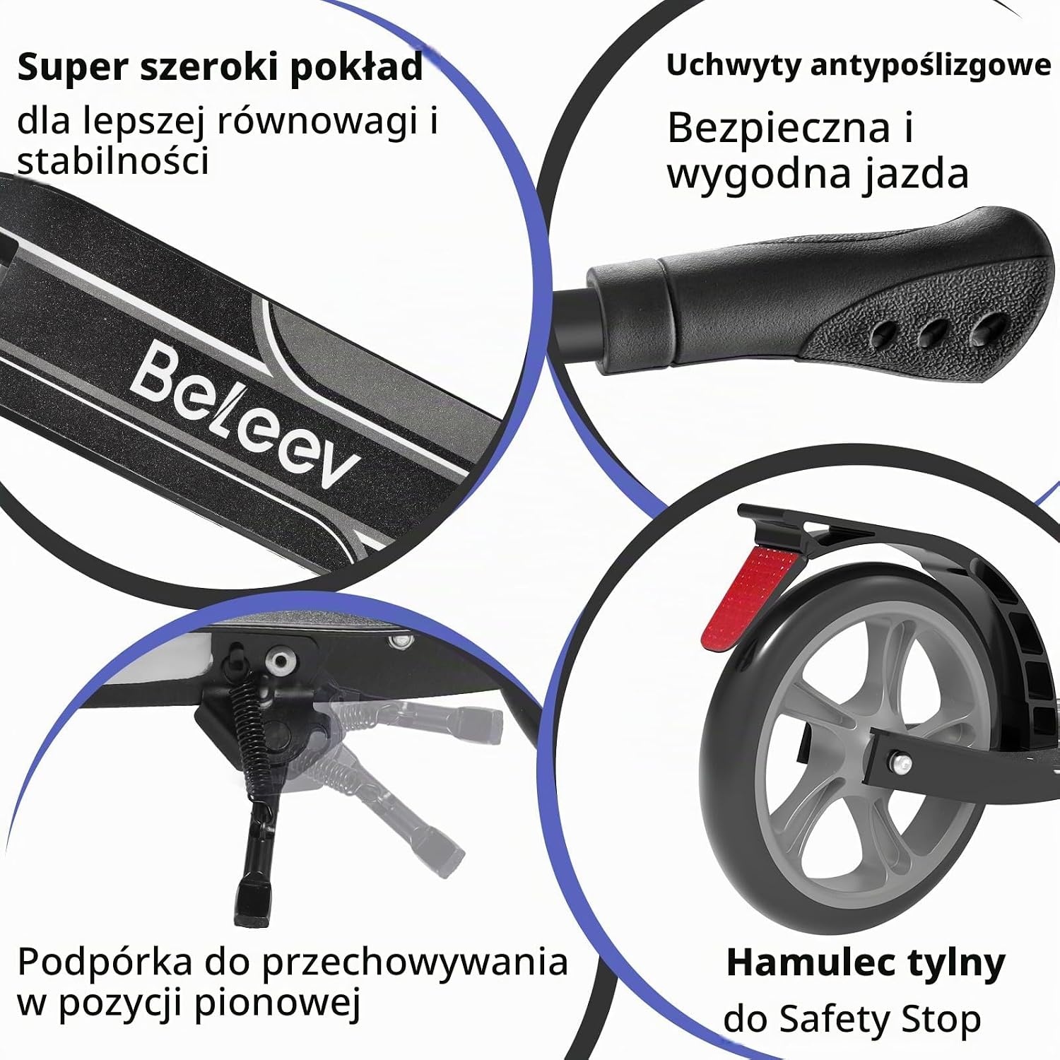 BELEEV V10 Step Zwart - 230 mm wielen - Opvouwbaar - Met LED-verlichting