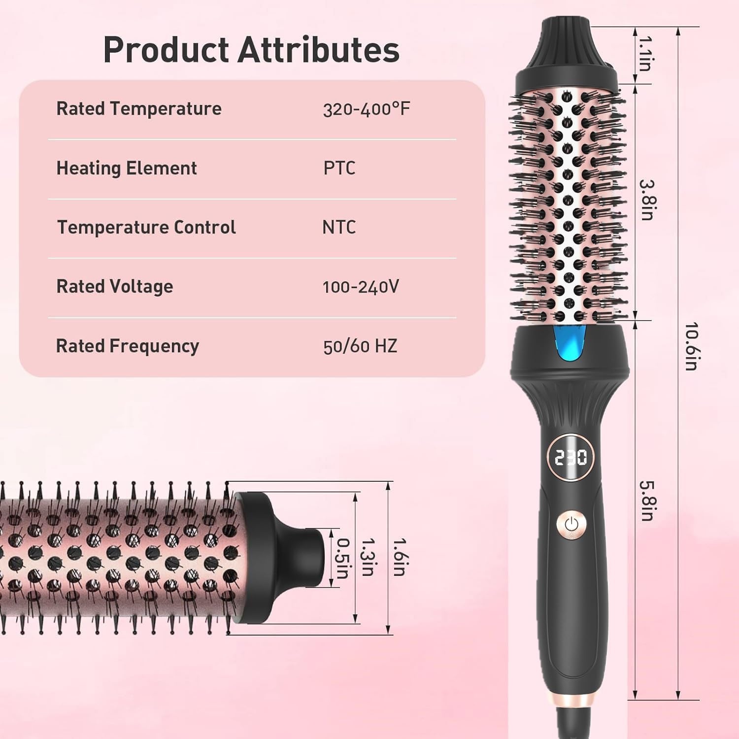 DSGKUU 38 mm Heteluchtborstel - Föhnborstel met LCD-scherm en Keramische Coating - Zwart