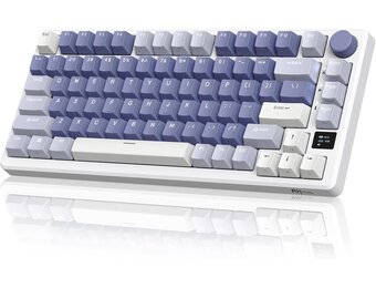 RK ROYAL KLUDGE M75 Azerty toetsenbord, draadloos BT5.0/2,4G USB-C, 75% mechanisch gamingtoetsenbord, OLED Smart Display, RGB-achtergrondverlichting, rood