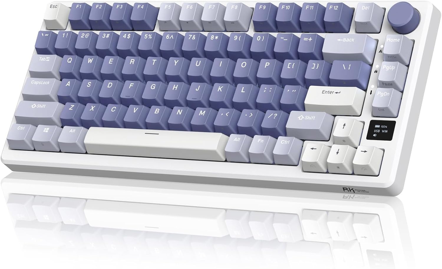 RK ROYAL KLUDGE M75 Azerty toetsenbord, draadloos BT5.0/2,4G USB-C, 75% mechanisch gamingtoetsenbord, OLED Smart Display, RGB-achtergrondverlichting, rood