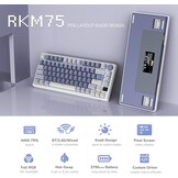 RK ROYAL KLUDGE M75 Azerty toetsenbord, draadloos BT5.0/2,4G USB-C, 75% mechanisch gamingtoetsenbord, OLED Smart Display, RGB-achtergrondverlichting, rood