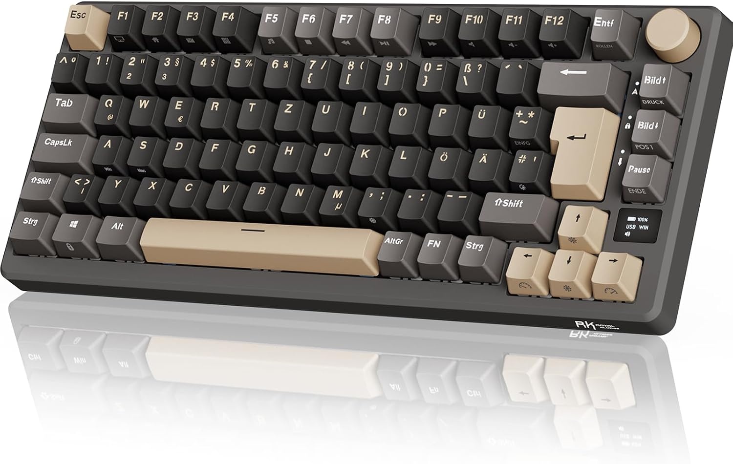 RK ROYAL KLUDGE M75 Azerty toetsenbord, draadloos BT5.0/2,4G USB-C, 75% mechanisch gamingtoetsenbord, OLED Smart Display, RGB-achtergrondverlichting, rood