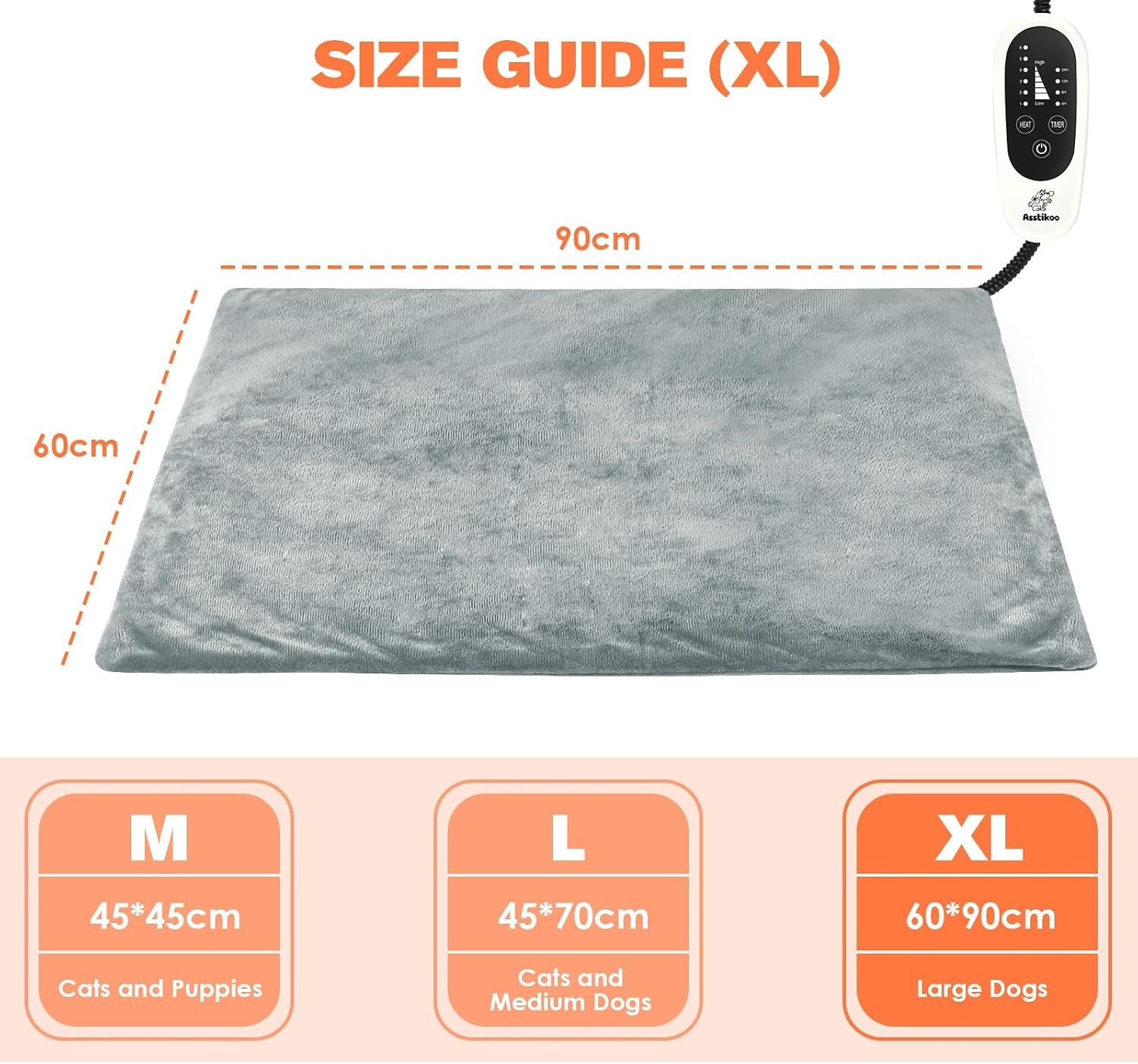 Elektrisch Verwarmingskussen Hond & Kat XL 90x60cm - 33% Korting