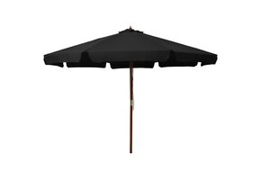 Parasol met houten paal 330 cm zwart - 58% Korting!