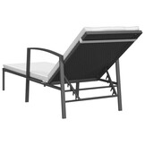 Poly Rattan Ligbedden 2 stuks met Tafel - Zwart (59% Korting)