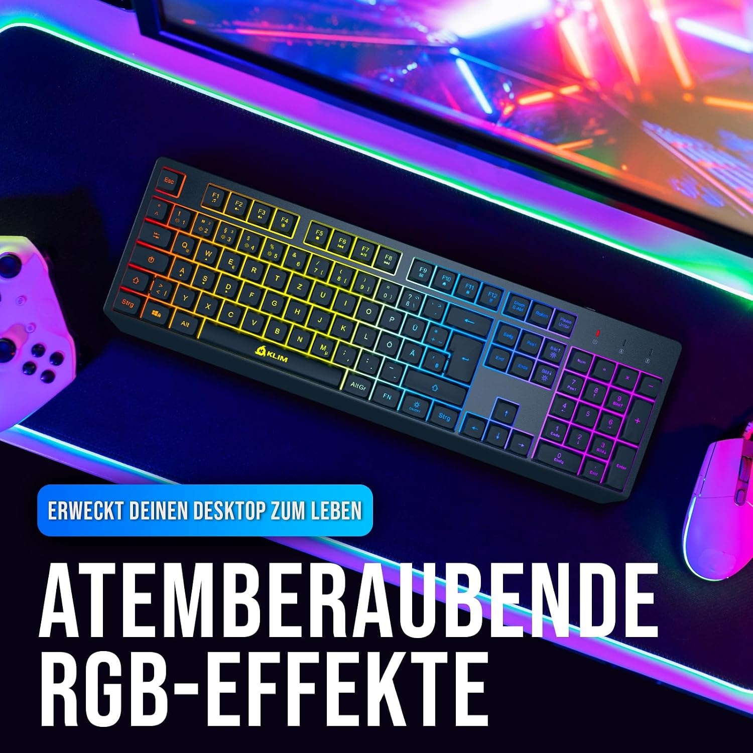 Gaming Toetsenbord Zwart QWERTZ DE RGB, 28% Korting