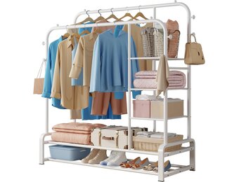 Multifunctioneel Kledingrek Wit Metaal - 44% Korting