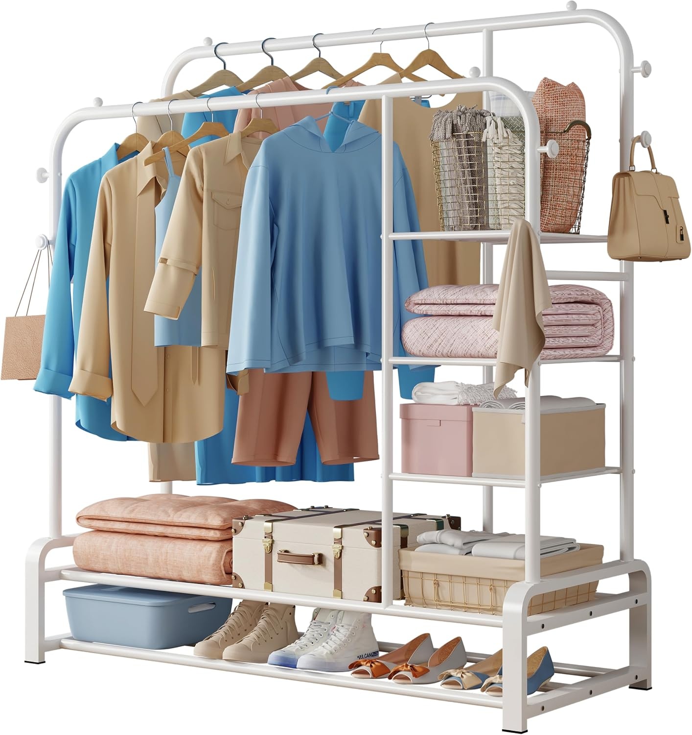 Multifunctioneel Kledingrek Wit Metaal - 44% Korting