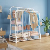 Multifunctioneel Kledingrek Wit Metaal - 44% Korting