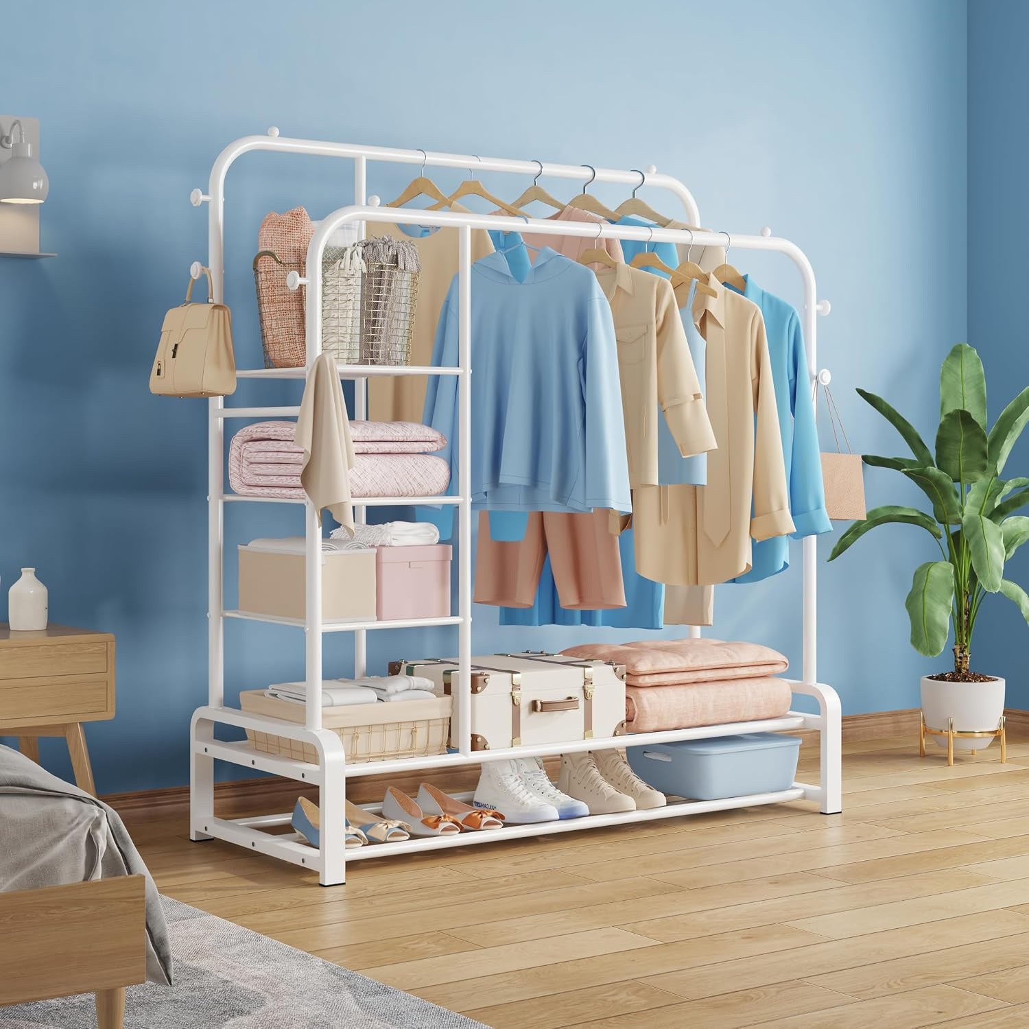 Multifunctioneel Kledingrek Wit Metaal - 44% Korting
