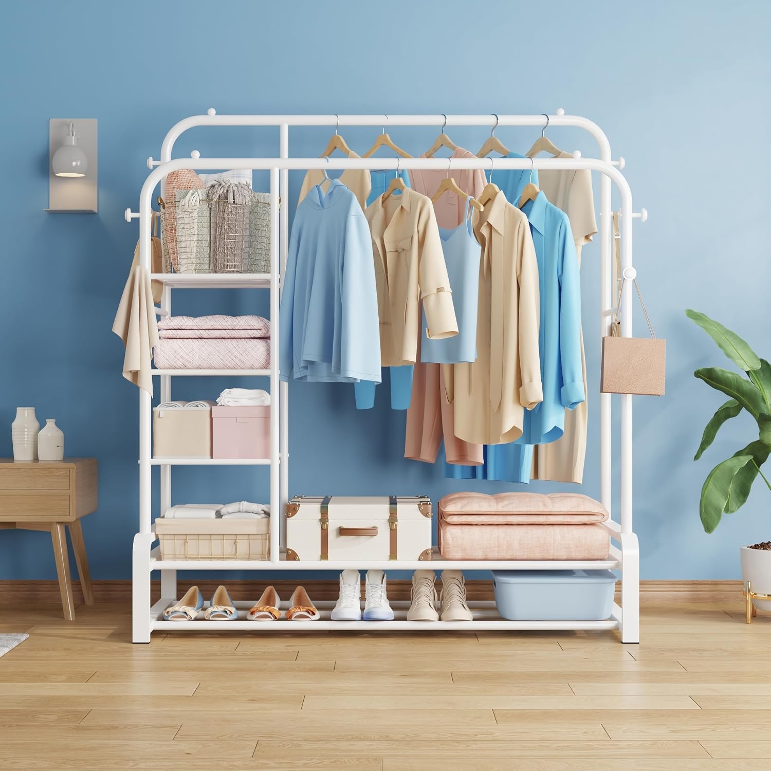 Multifunctioneel Kledingrek Wit Metaal - 44% Korting