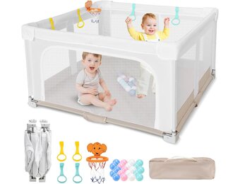 Opvouwbare Babybox met Ballen & Basketring - 127x127cm - 34% Korting