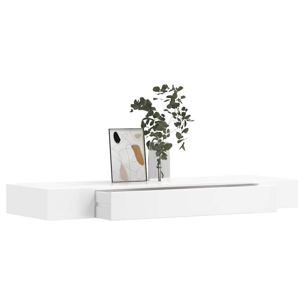 Zwevend Wandschap met Lade - MDF Mat Wit (33% Korting)