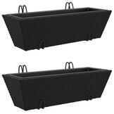 vidaXL Plantenbakken 2 stuks Poly Rattan Zwart met Haken - 29% Korting